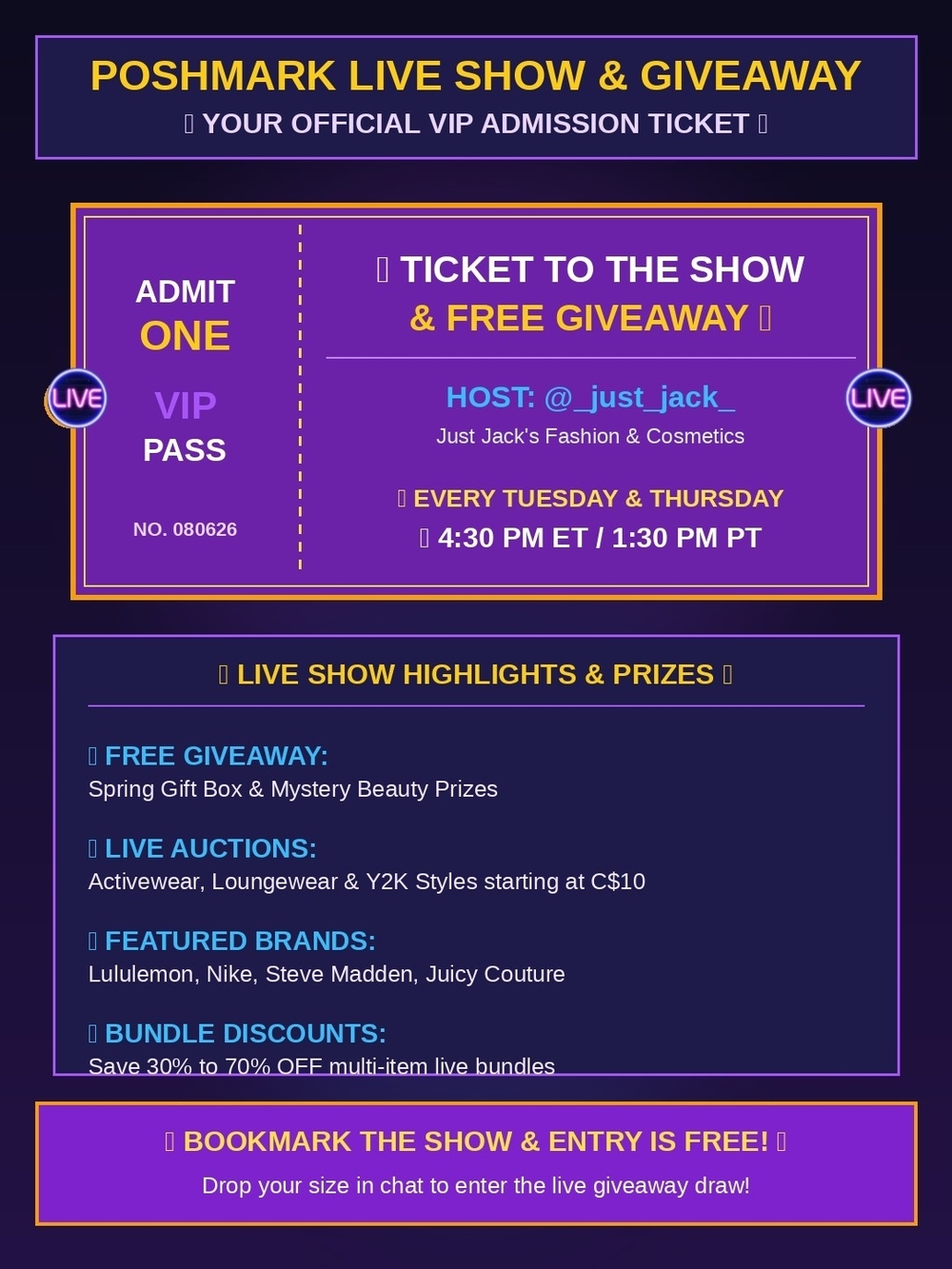 🚨 LIVE SHOW ALERT | Tuesday & Thursday @ 4:30 PM ET 🛍️